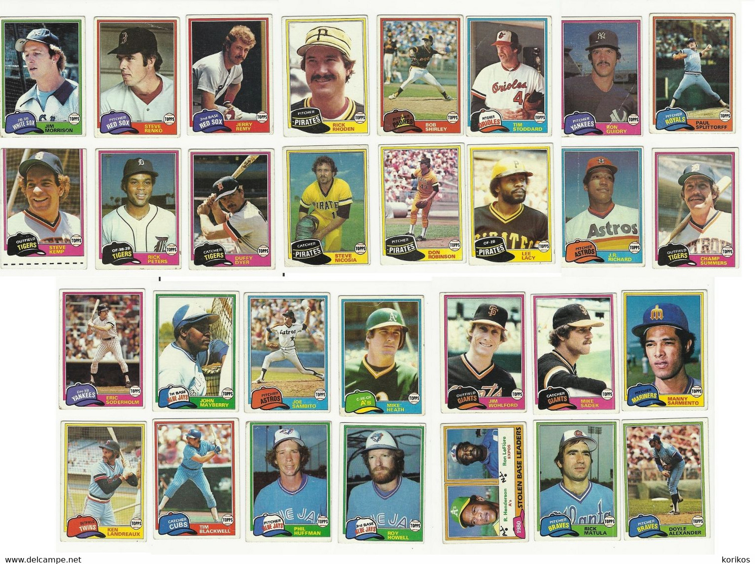 BASEBALL CARDS 1981 TOPPS – MAJOR LEAGUE BASEBALL – MLB - LOT OF THIRTY (30) USED - Verzamelingen