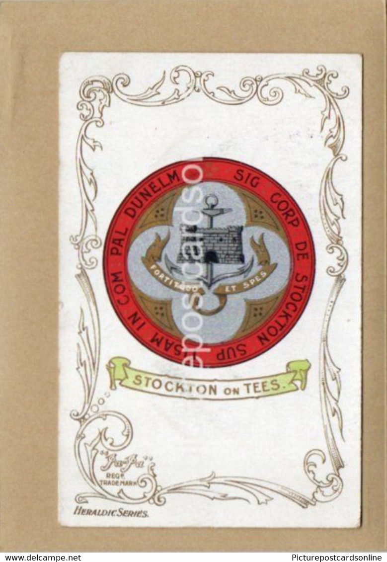 STOCKTON ON TEES COAT OF ARMS HERALDIC SERIES JAJA OLD COLOUR POSTCARD DURHAM - Stockton-on-tees