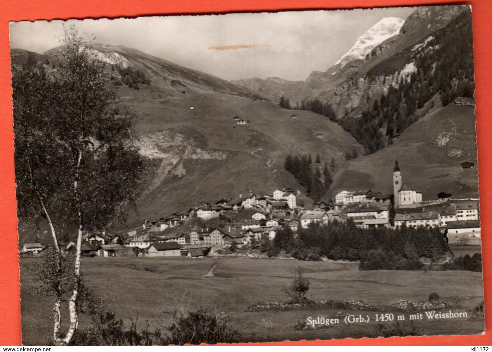 KAQ-24 Splügen Mit Weisshorn.  Gelaufen 1955  Kopp 10131 GF - Splügen