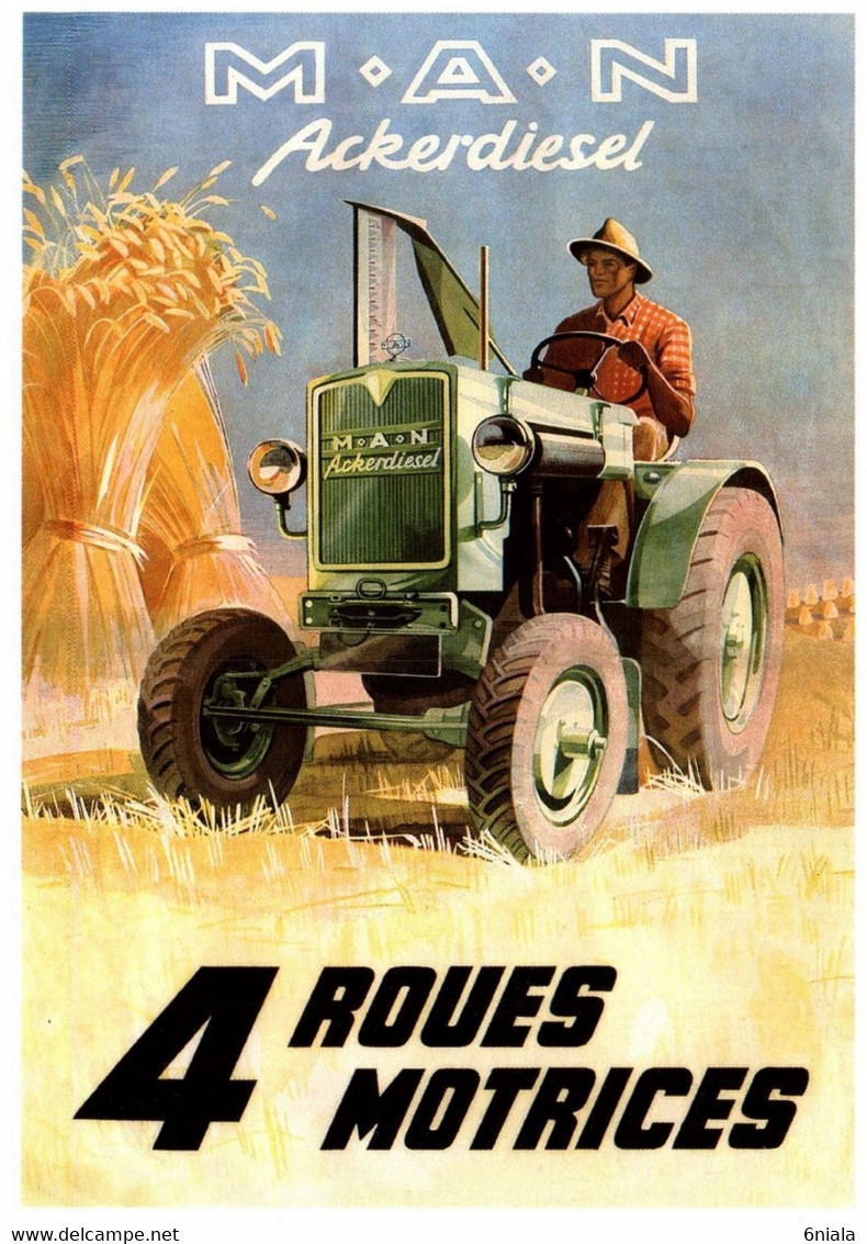 15045 MAN Ackerdiesel TRACTEURS  Tracteur Matériel Agricole4 Roues Motrices  N° 12  éditions Centenaire .  (Recto-verso) - Tractors