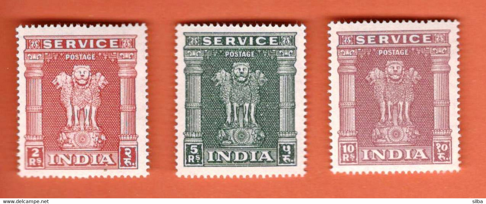 India 1958 -1969 / Capital Of Asoka Pillar 2, 5, 10 R, Service Stamps / MNH - Timbres De Service