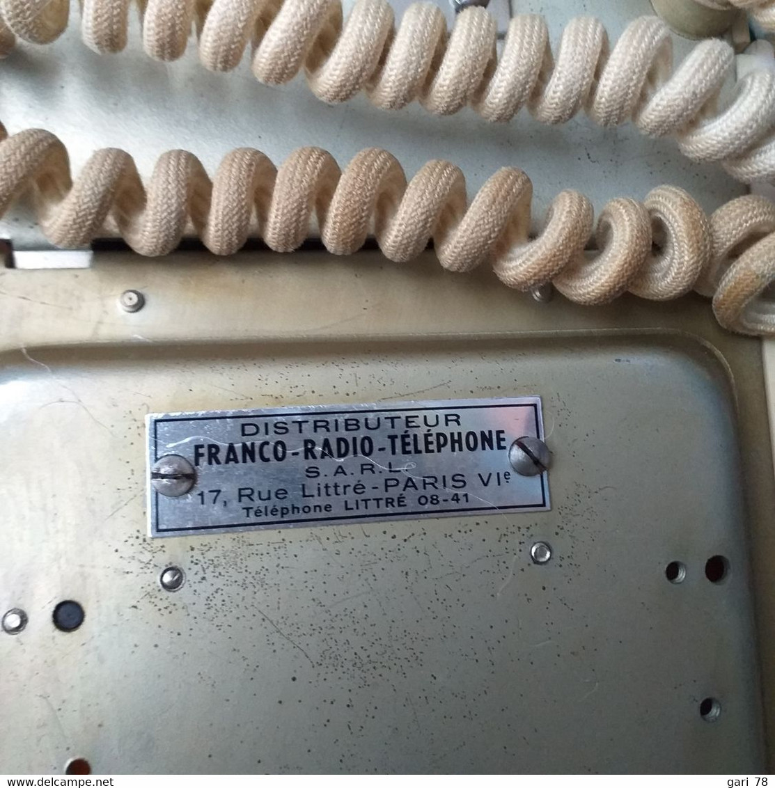 Ancien Téléphone Bakelite LITTRE 08-41 Beige Distributeur Franco Radio Telephone - Telefoontechniek