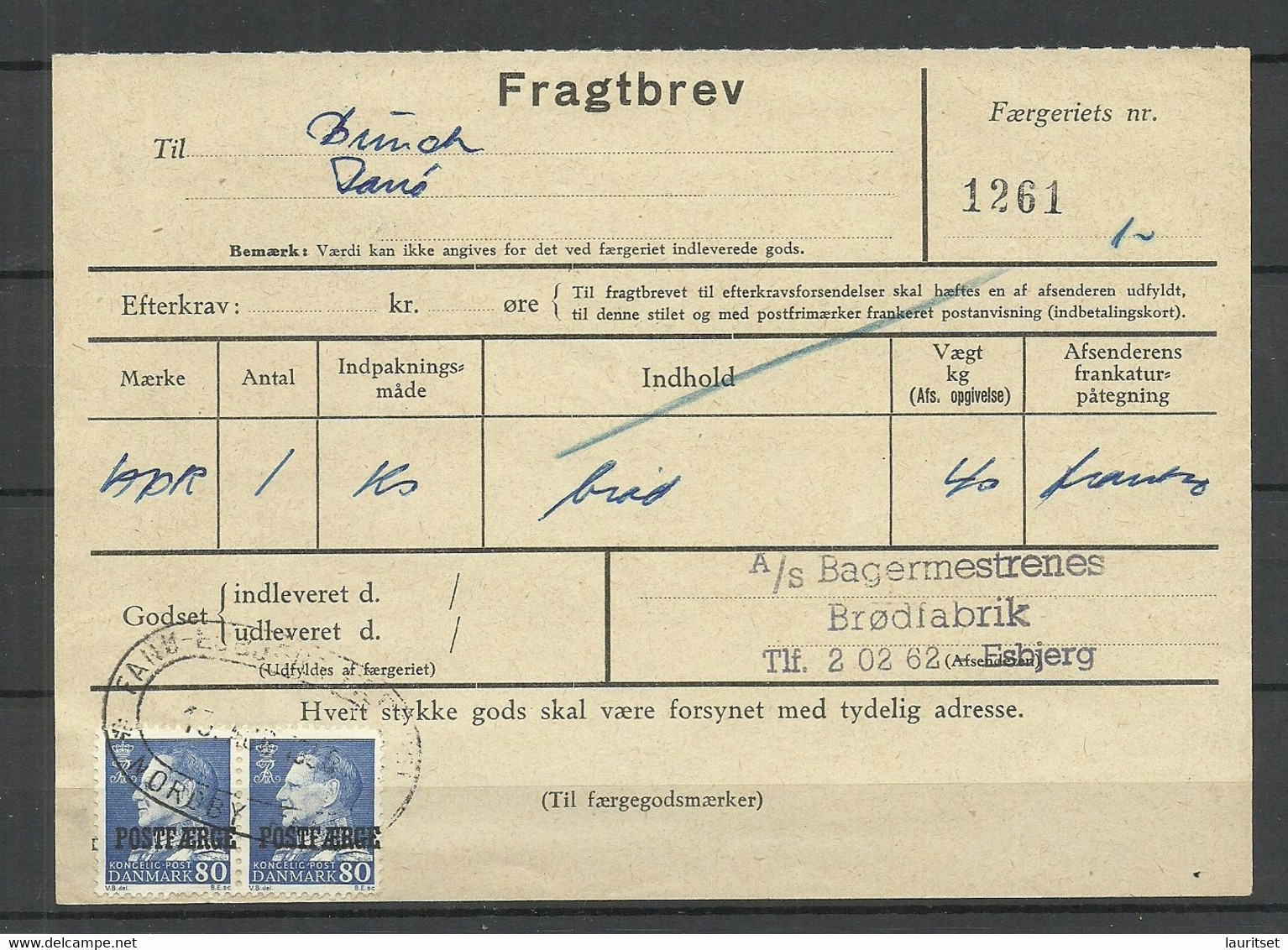 DENMARK Dänemark 1960ies Postfähre Packet-Marke Michel 42 As Pair O On Document Fragtbrev - Paketmarken