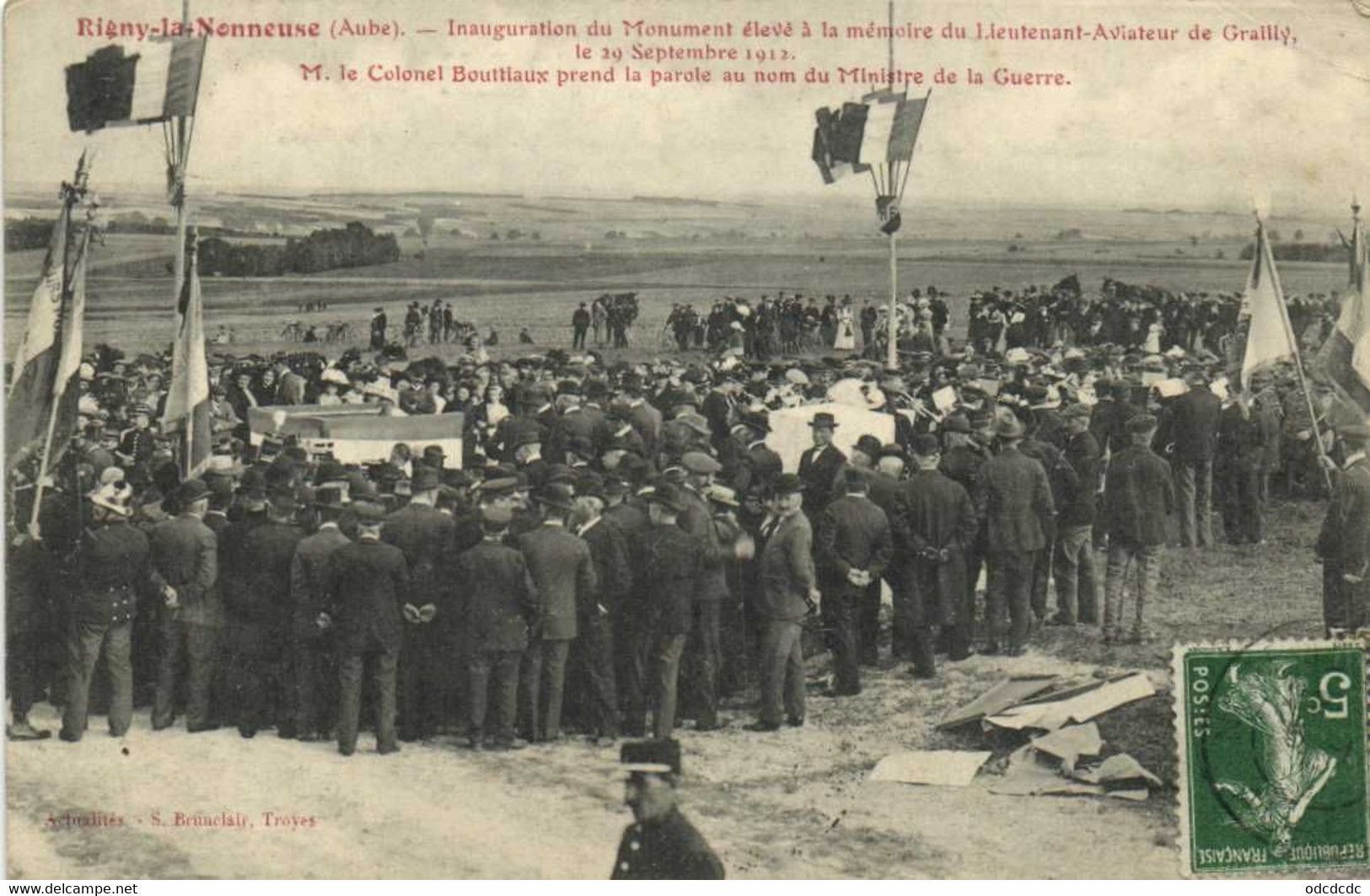 Rigny La Nonneuse Inauguration Du Monument élevé à La Mémoire Du Lieutenant Aviateur De Grally Le 20 Septembre 1912  2 - Autres & Non Classés