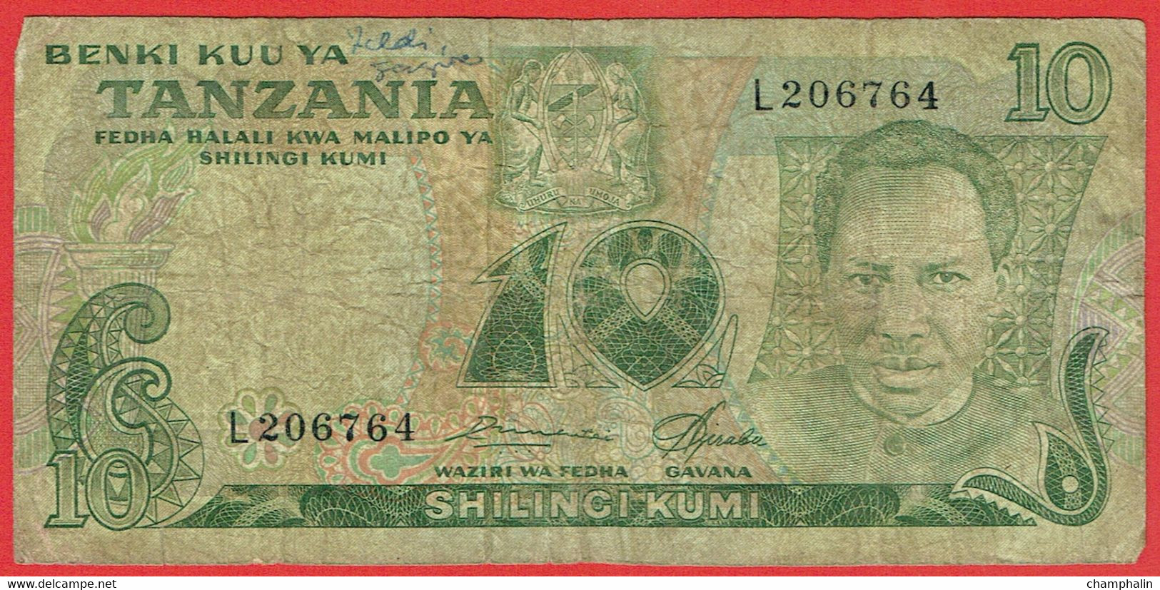 Tanzanie - Billet De 10 Shilingi - Mwalimi Julius K. Nyerere - Non Daté - P6c - Tanzanie