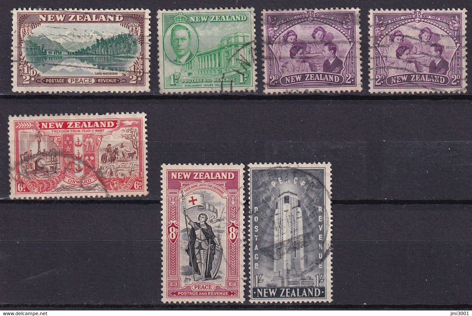 Nouvelle-Zélande   1946  YT 272-273-275x2-279-280-282  ° - Used Stamps