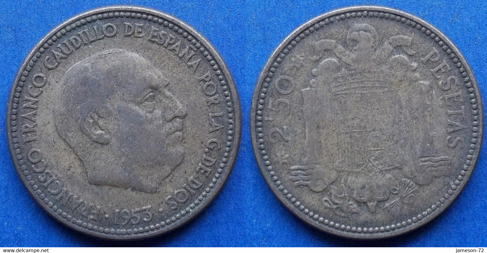 SPAIN - 2.50 Pesetas 1953 *54 KM# 785 Francisco Franco (1936-1975) - Edelweiss Coins - Otros & Sin Clasificación