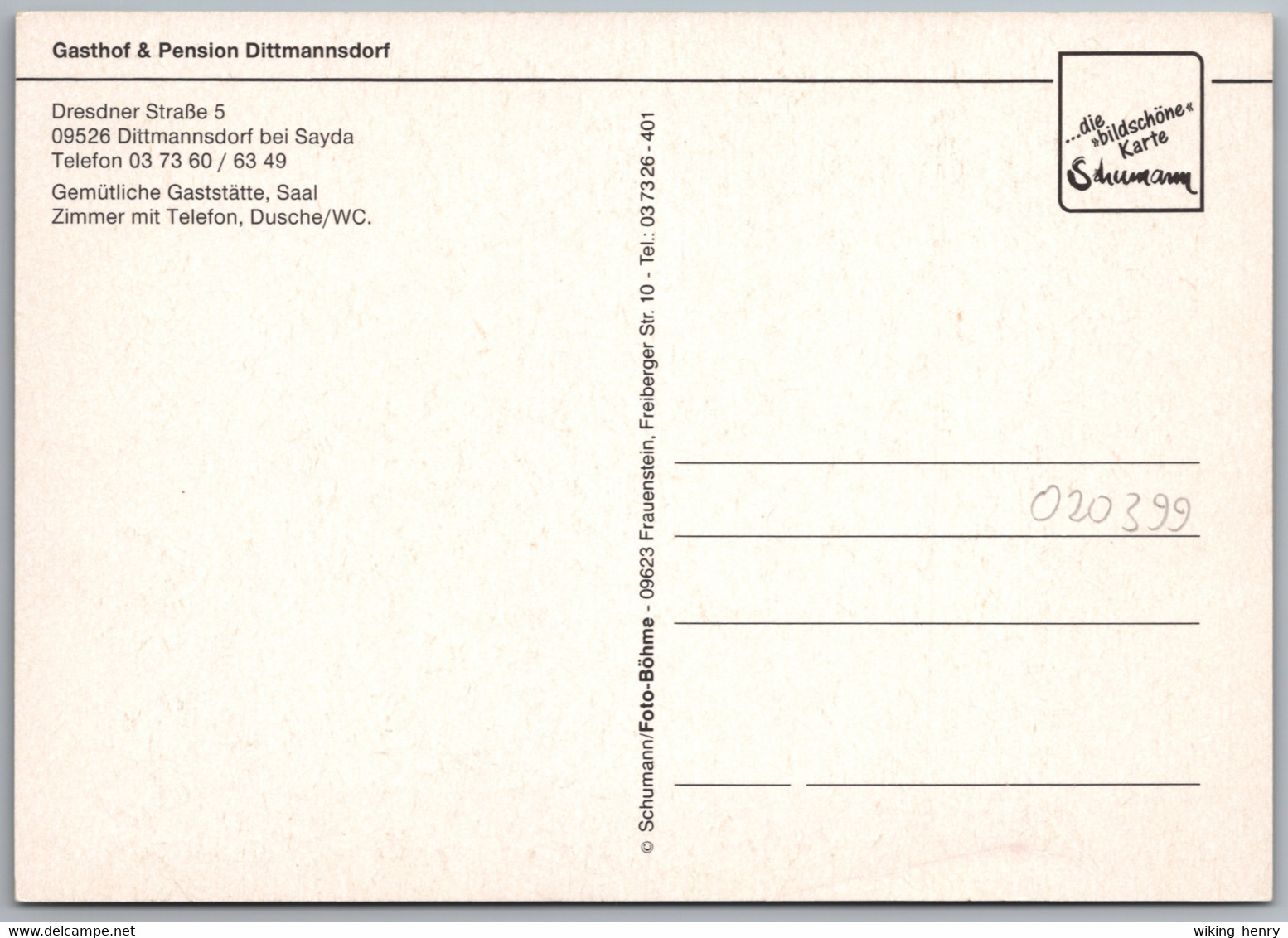 Olbernhau Dittmannsdorf - Gasthof Und Pension Dittmannsdorf Bei Sayda 2   Großbildkarte - Olbernhau