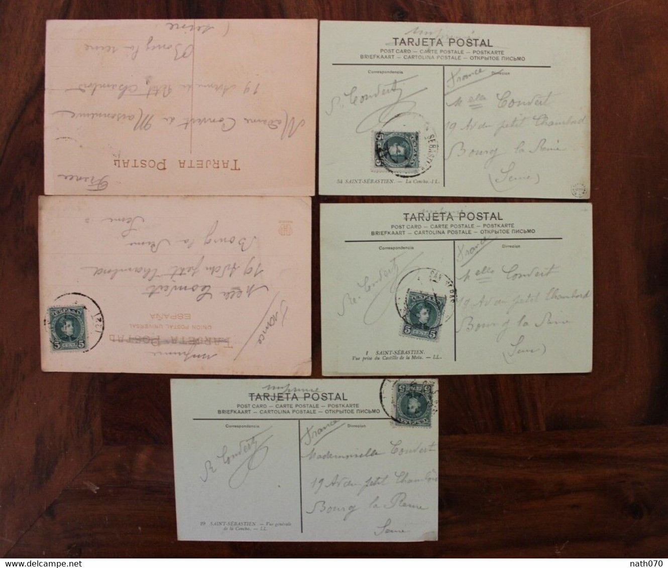 Lot De 5 Cpa Ak 1904 Espagne Spana Spain France Bourg La Reine Imprimé San Sebastian - Guipúzcoa (San Sebastián)