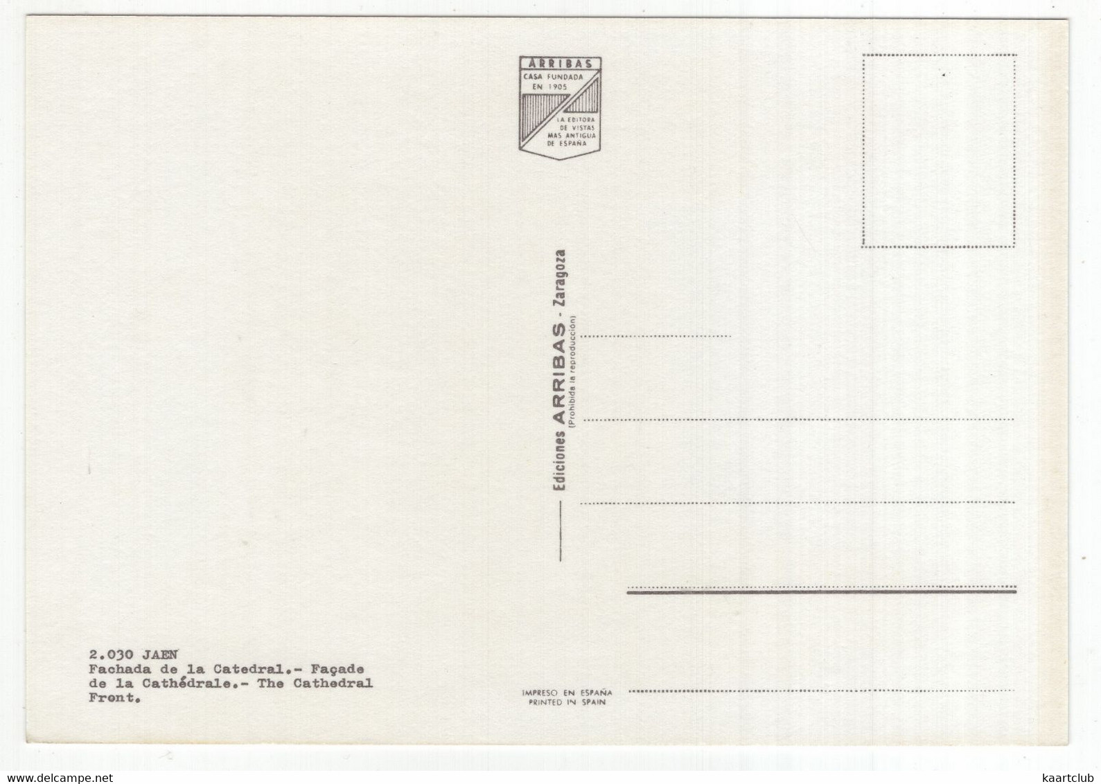 2.030  Jaén - Facada De La Catedral.  - (Espagne/Spain) - Jaén