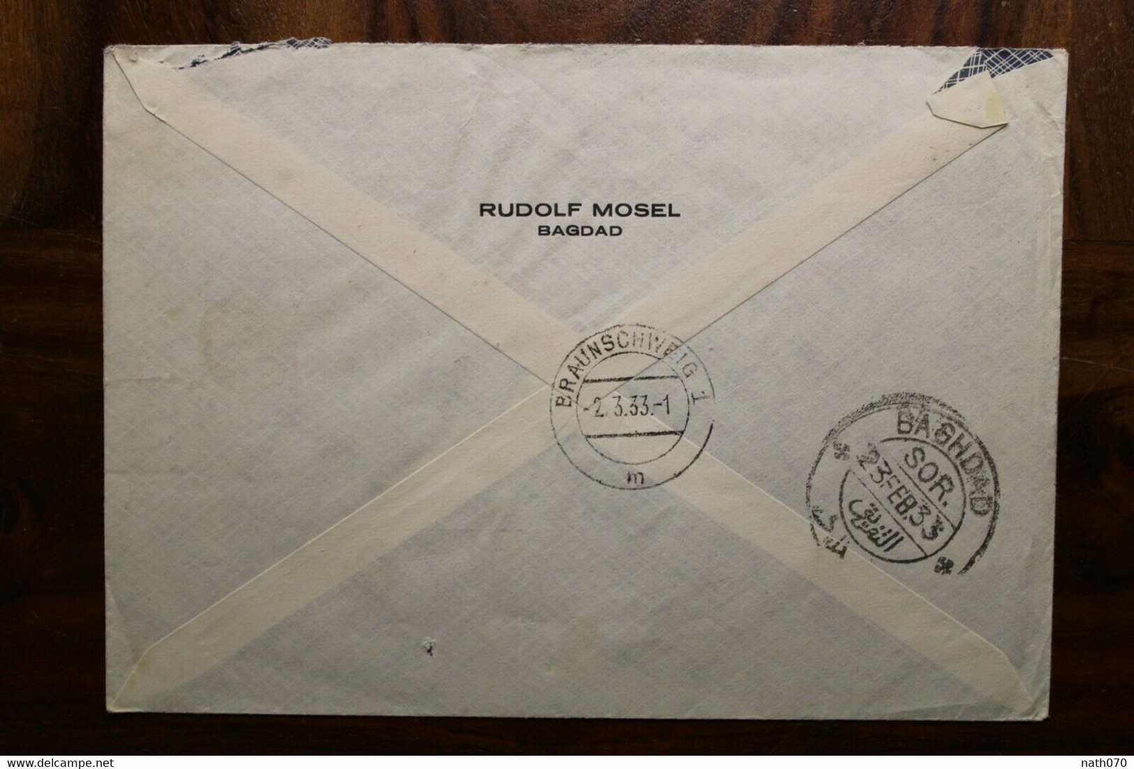 1933 Iraq Air Mail Cover Allemagne Irak Bagdad Mit Luftpost Par Avion Flugpost Braunschweig - Irak