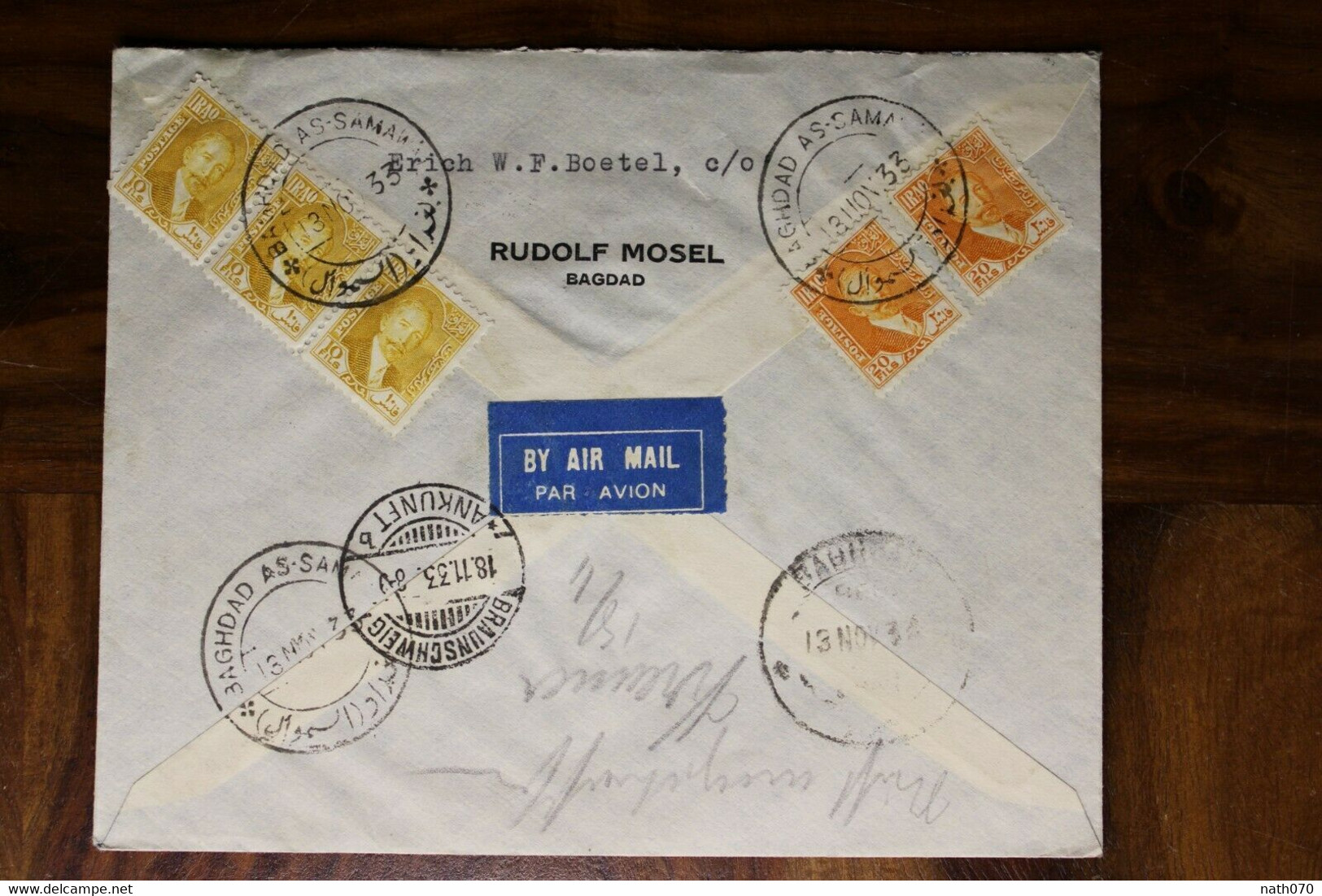 1933 As Samawal Iraq Irak Braunschweig Germany Cover Air Mail KLM Registered R Flugpost Luftpost - Iraq