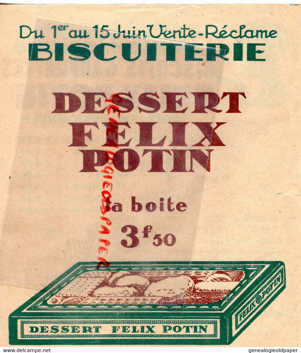 75-PARIS-PUBLICITE FELIX POTIN  RECLAME BISCUITS PETIT BEURRE-ALGESIRAS-SALAMBO-LAVALLIERE BISCUITERIE GATEAUX-ANNEES 20 - Werbung