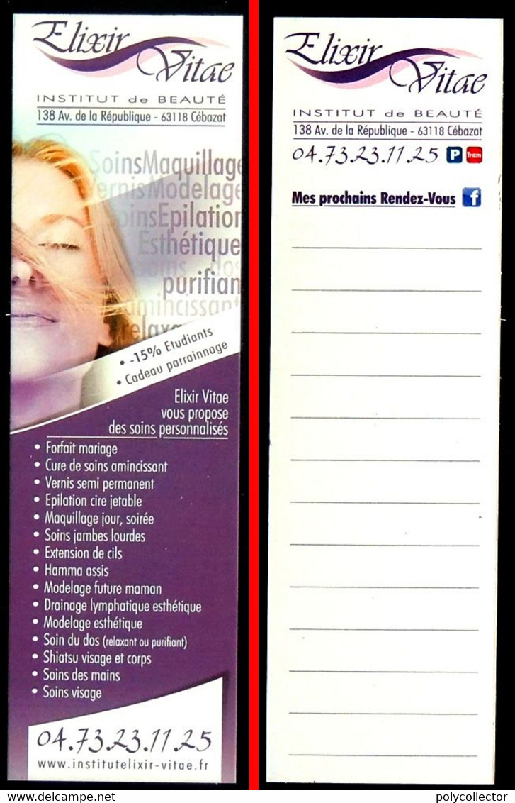 Marque-page Signet : Elixir Vitae Institut De Beauté Rendez-vous - Marque-Pages