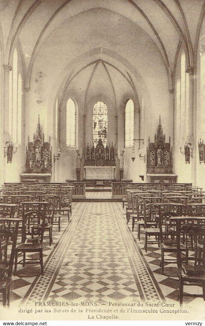 CPSM FRAMERIES-lez-MONS : Pensionnat Du Sacré-Coeur - La Chapelle - Frameries