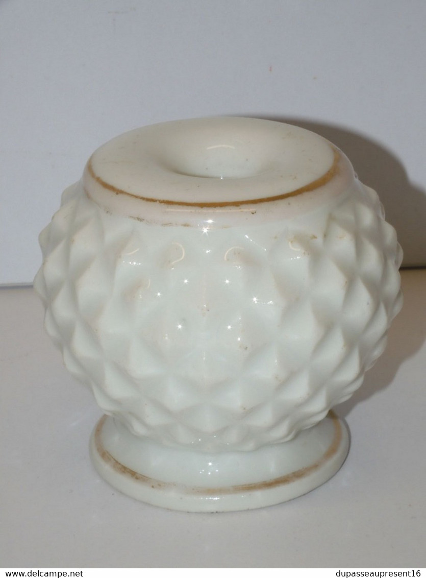 *BEL ANCIEN ENCRIER CERAMIQUE FORME ANANAS BLANC & Dorures COLLECTION XIXe   E - Inkwells