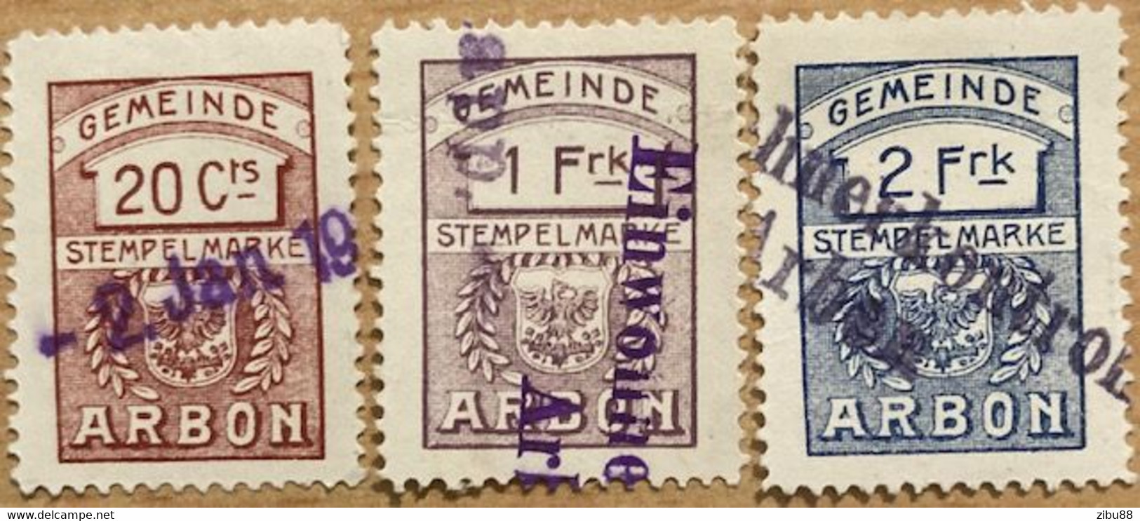 Fiskalmarken / Stempelmarken Gemeinde Arbon - Revenue Stamp Switzerland - Steuermarken
