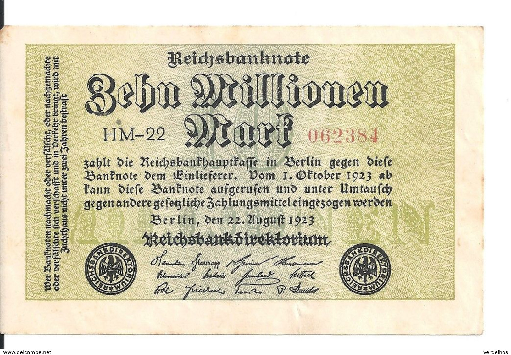 ALLEMAGNE 10 MLLIONEN MARK 1923 VF P 106 - 10 Miljoen Mark