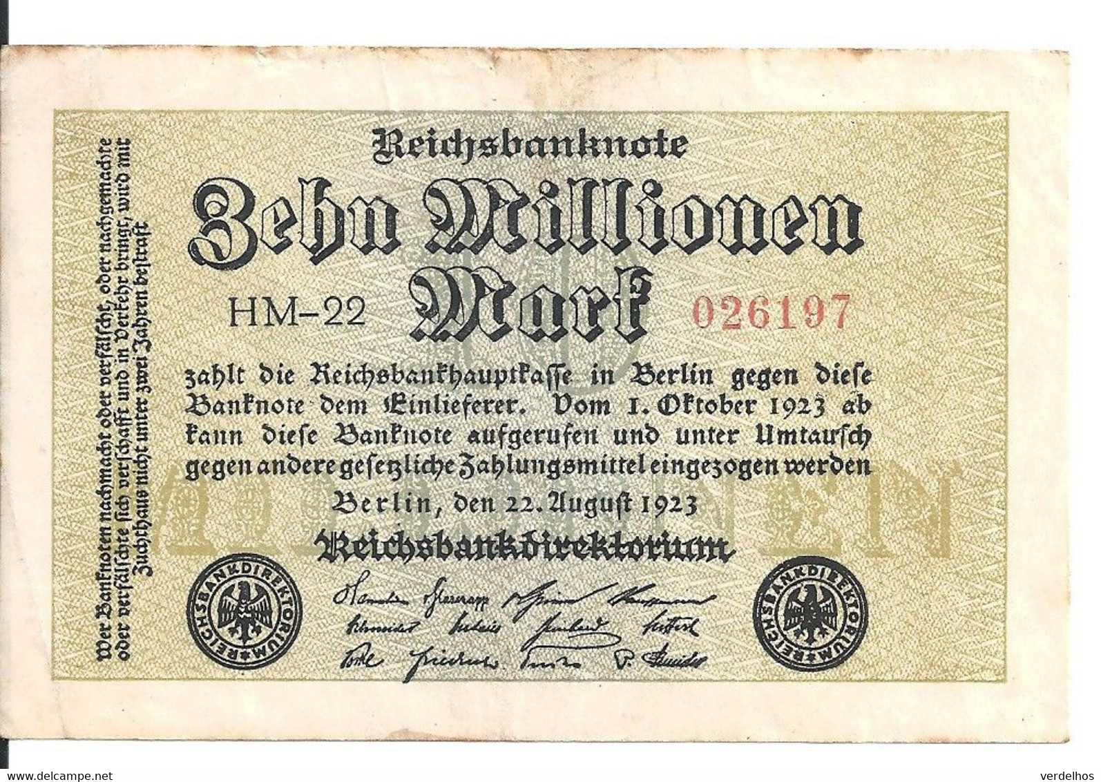 ALLEMAGNE 10 MLLIONEN MARK 1923 VF P 106 - 10 Miljoen Mark