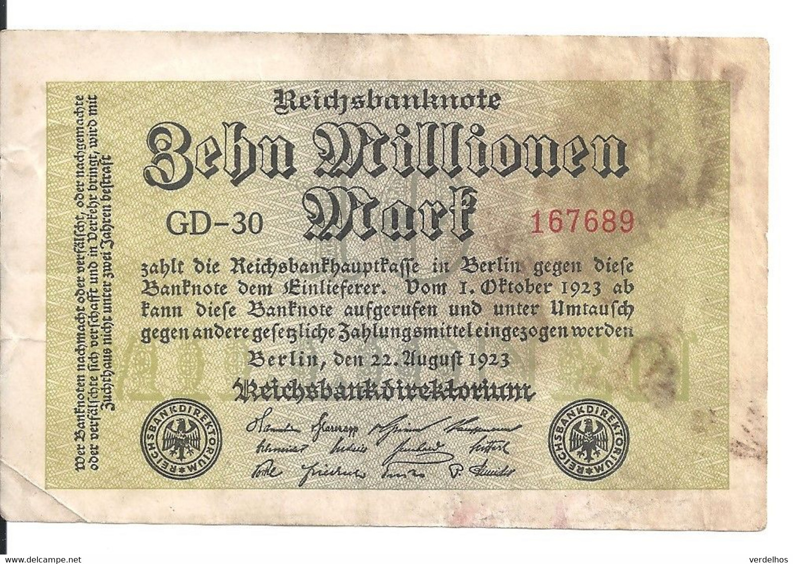 ALLEMAGNE 10 MLLIONEN MARK 1923 VF P 106 - 10 Millionen Mark