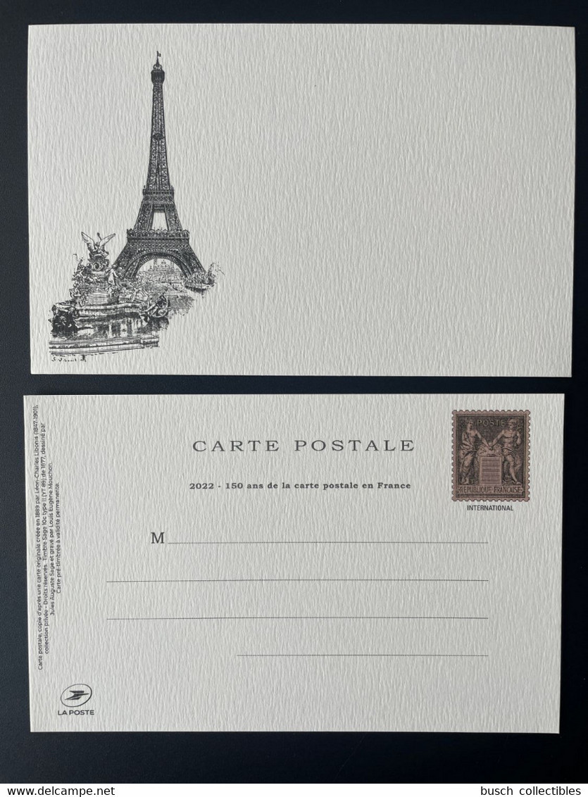 France 2022 Stationery 150 Ans Carte Postale Entier Ganzsache Salon Paris Philex Libonis Sage Mouchon Tour Eiffel Tower - Denkmäler