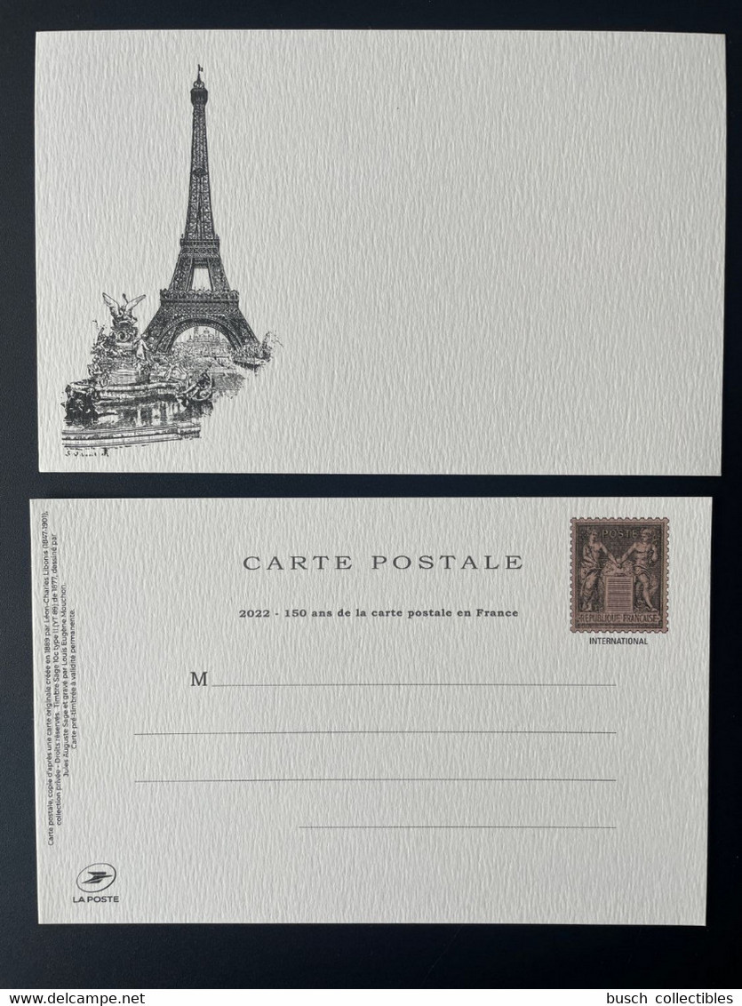 France 2022 Stationery 150 Ans Carte Postale Entier Ganzsache Salon Paris Philex Libonis Sage Mouchon Tour Eiffel Tower - Official Stationery