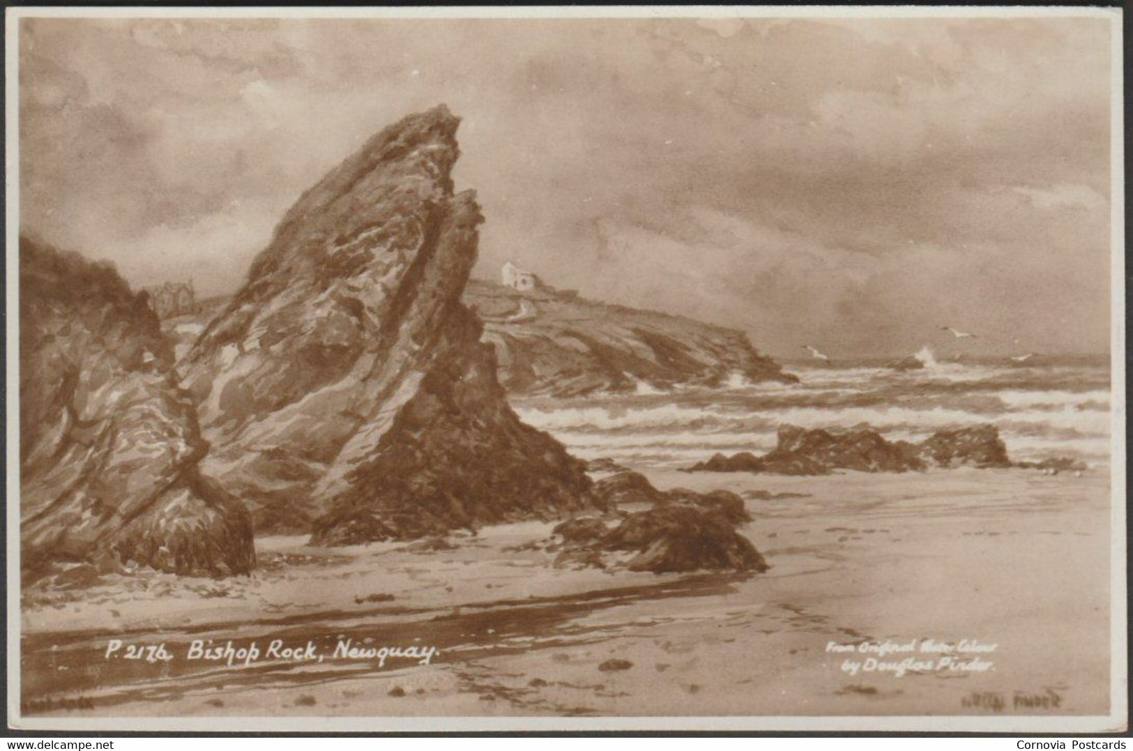 Douglas Pinder - Bishop Rock, Newquay, Cornwall, C.1940 - Sweetman RP Postcard - Newquay