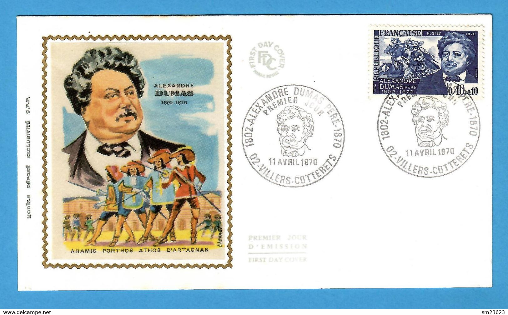 Frankreich / France 1970  Mi.Nr. 1707 , Alexandre Dumas Pére - FDC Villers-Cotterets 11 Avril 1970 - Ecrivains