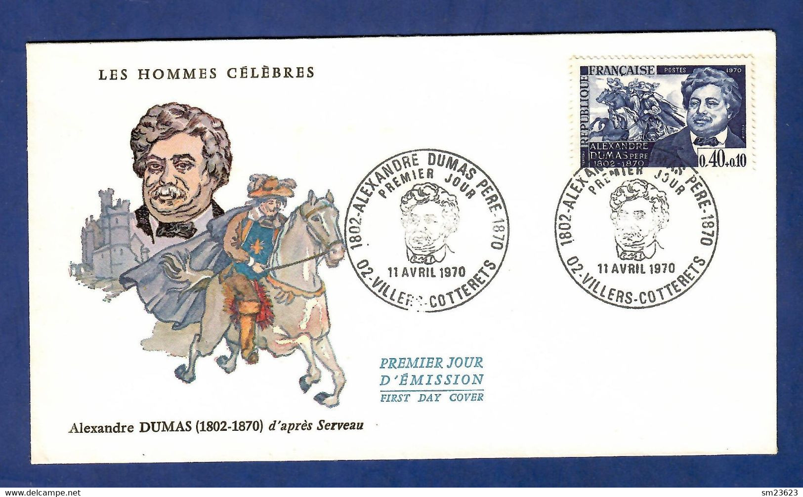 Frankreich / France 1970  Mi.Nr. 1707 , Alexandre Dumas Pére - FDC Villers-Cotterets 11 Avril 1970 - Ecrivains