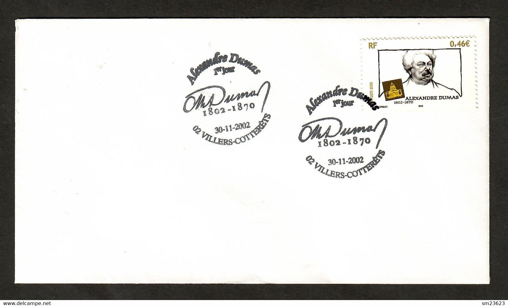 Frankreich / France 2002  Mi.Nr. 3675 , Alexandre Dumas Pére - FDC Villers-Cotterets 30-11-2002 - Ecrivains