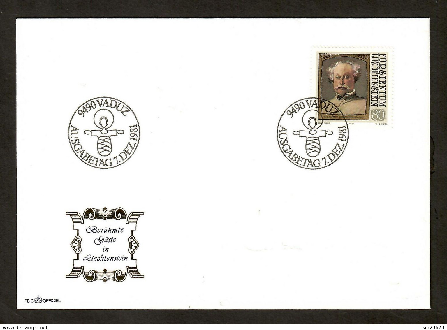 Liechtenstein 1981  Mi.Nr. 786 , Alexandre Dumas Pére - FDC Ausgabetag Vaduz 7.DEZ. 1981 - Ecrivains