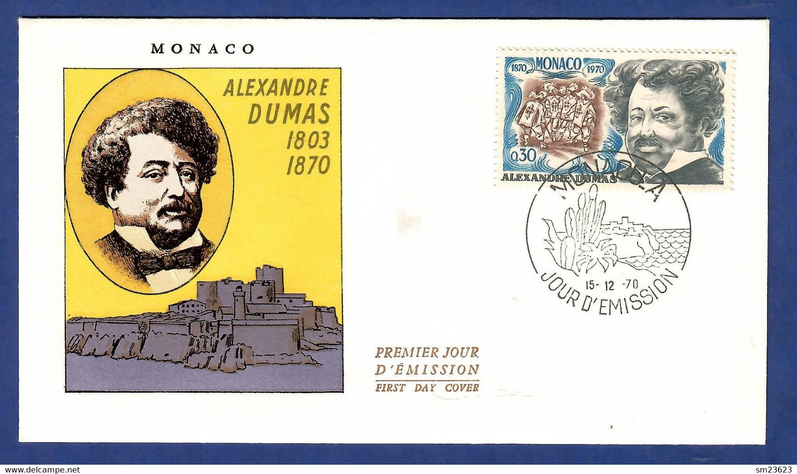 Monaco 1970  Mi.Nr. 989 , Alexandre Dumas Pére - FDC Monaco 15-12-1970 - Ecrivains