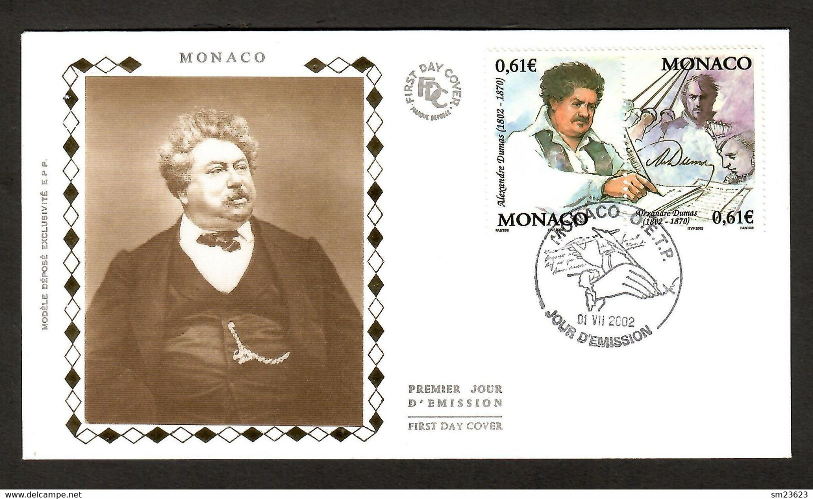 Monaco 2002  Mi.Nr. 2615 / 16 , Alexandre Dumas Pére - FDC  Monaco 01.VII.2002 - Ecrivains