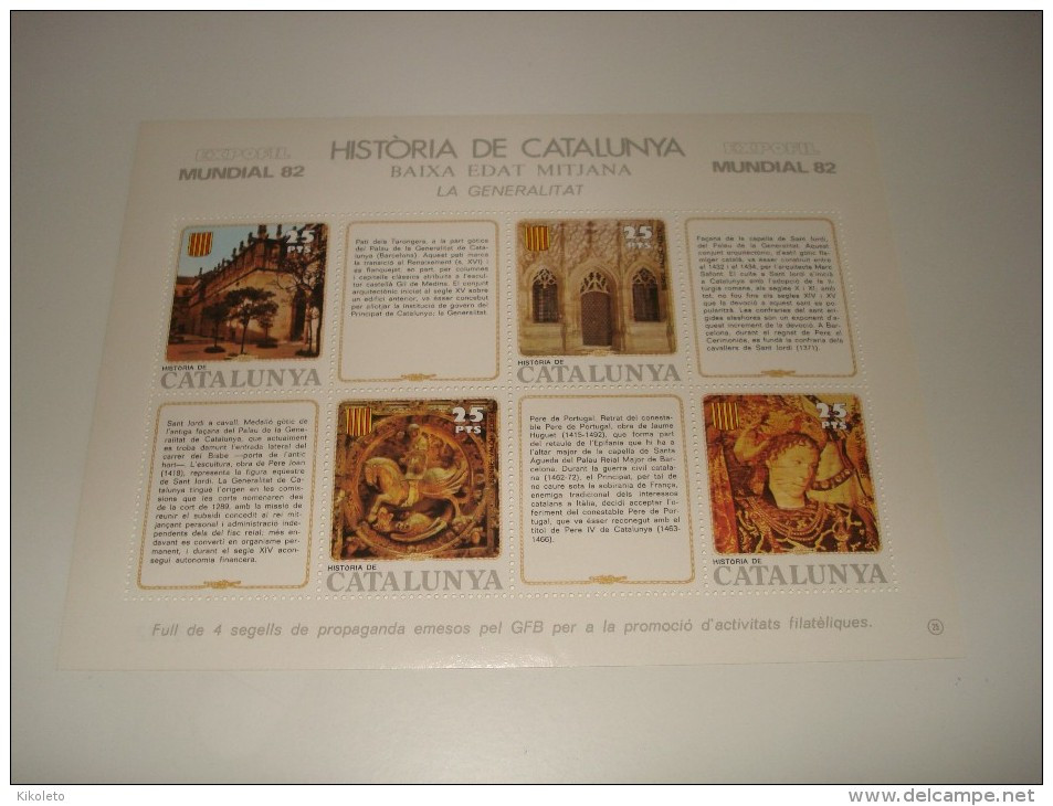 ESPAÑA - HISTORIA DE CATALUNYA - HOJA Nº 25 - BAIXA EDAT MITJANA (LA GENERALITAT) ** MNH - Feuillets Souvenir