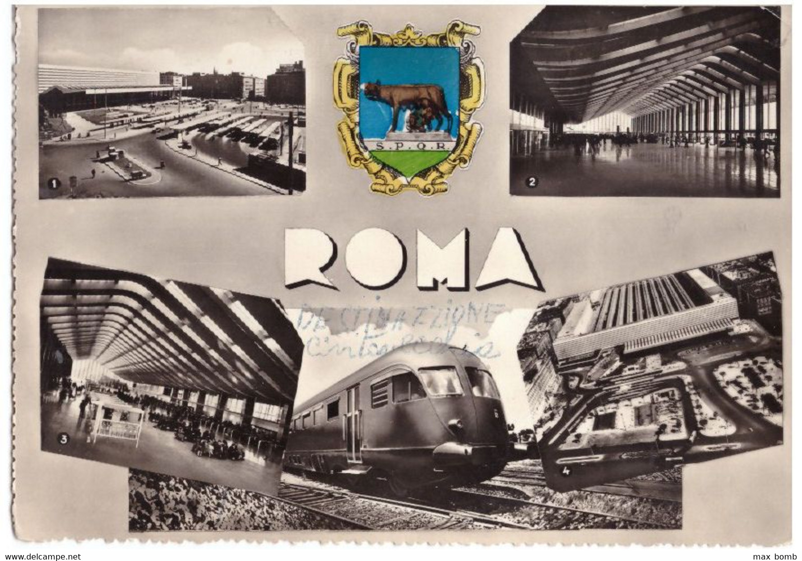 1955 ROMA 62 LUPA STAZIONE TERMINI   ANCHE TRENO   LITTORINA (?) - Stazione Termini