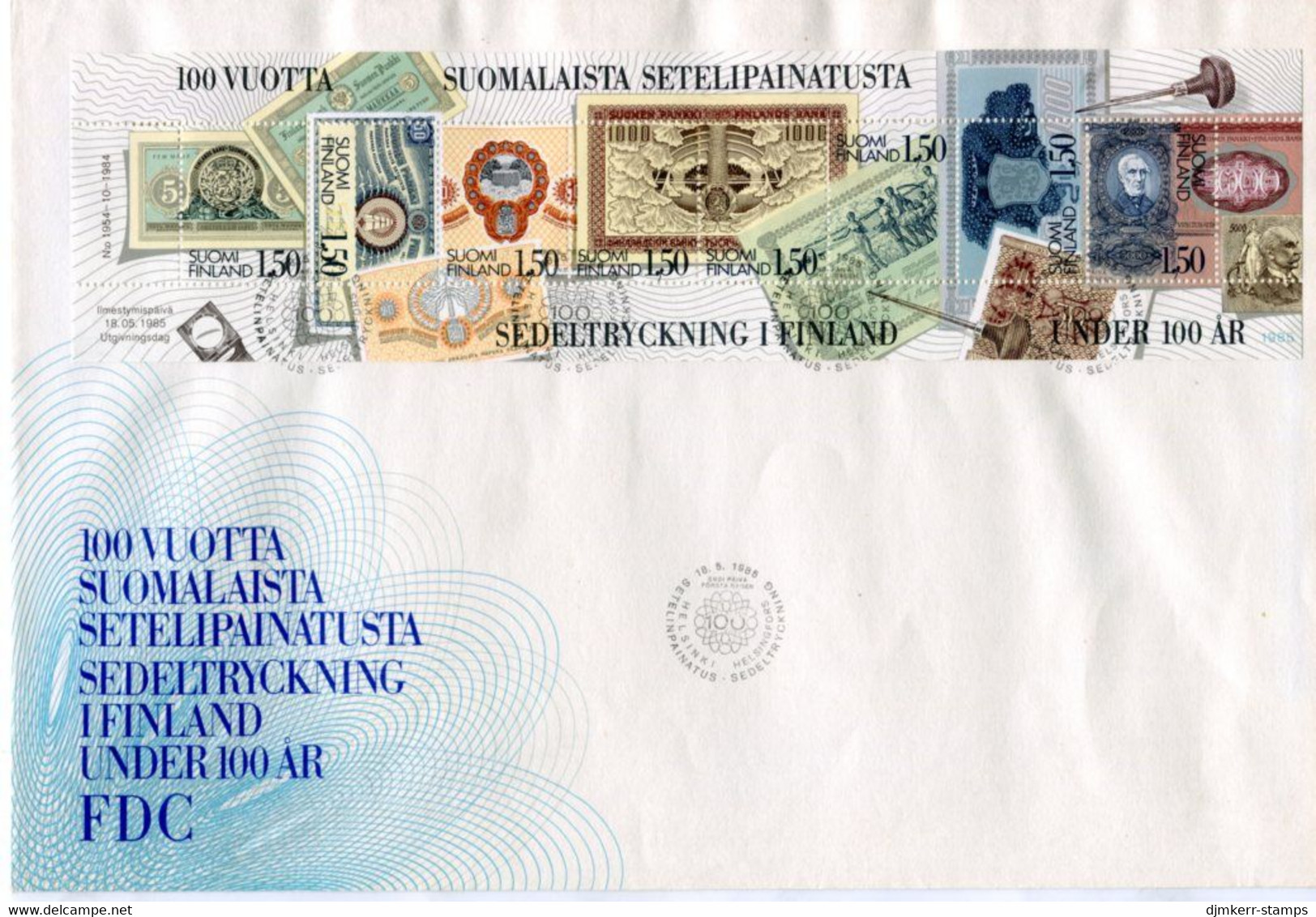 FINLAND 1985 Banknote Printing Works FDC.  Michel 960-67 - FDC