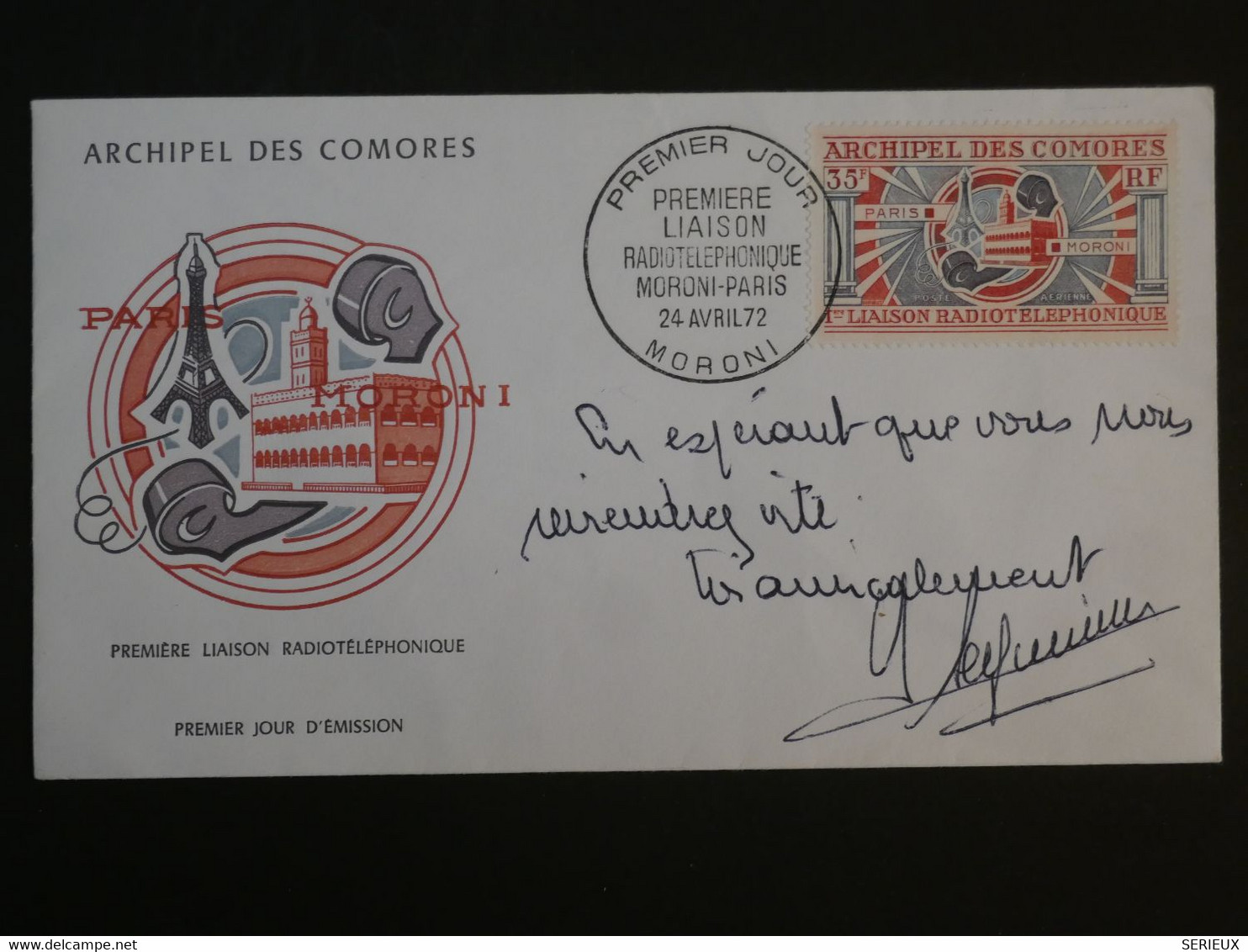 M 31 COMORES BELLE LETTRE  FDC 1972   MORONI + AFFRANCH. PLAISANT ++. - Briefe U. Dokumente