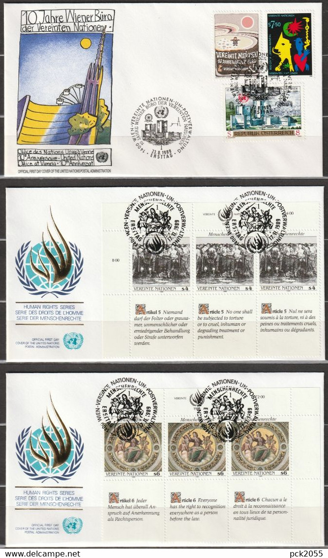 UNO Wien Jahrgang 1989 FDC Mi-Nr.89 - 97 Jahrgang Komplett ( D 4673)  Günstige Versandkosten - FDC