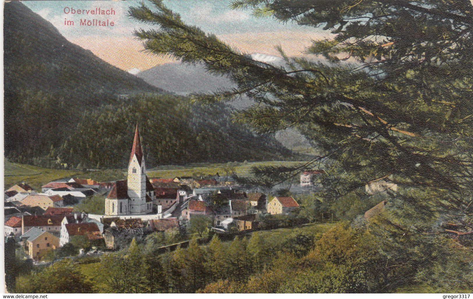 C297) OBERVELLACH Im MÖLLTAL - Häuser U. KIRCHE Aus Wald Gesehen 1910 Gutenberghaus Klagenfurt - Obervellach