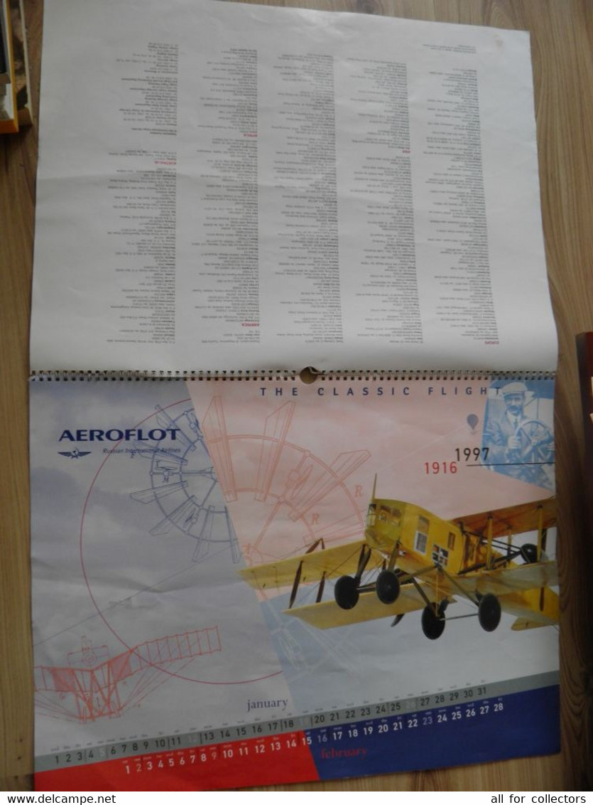 Rare Big Calendar 45x60cm AEROFLOT Soviet Russian International Airlines Airplanes Planes The Classic Flight Russia - Grand Format : 1991-00