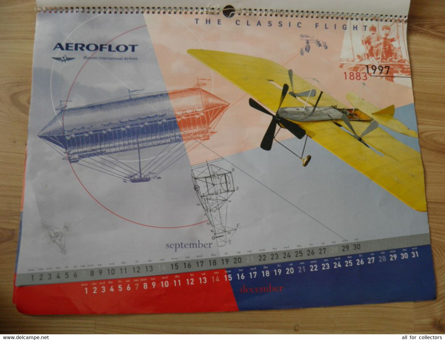 rare big calendar 45x60cm AEROFLOT soviet russian international airlines airplanes planes The classic flight russia