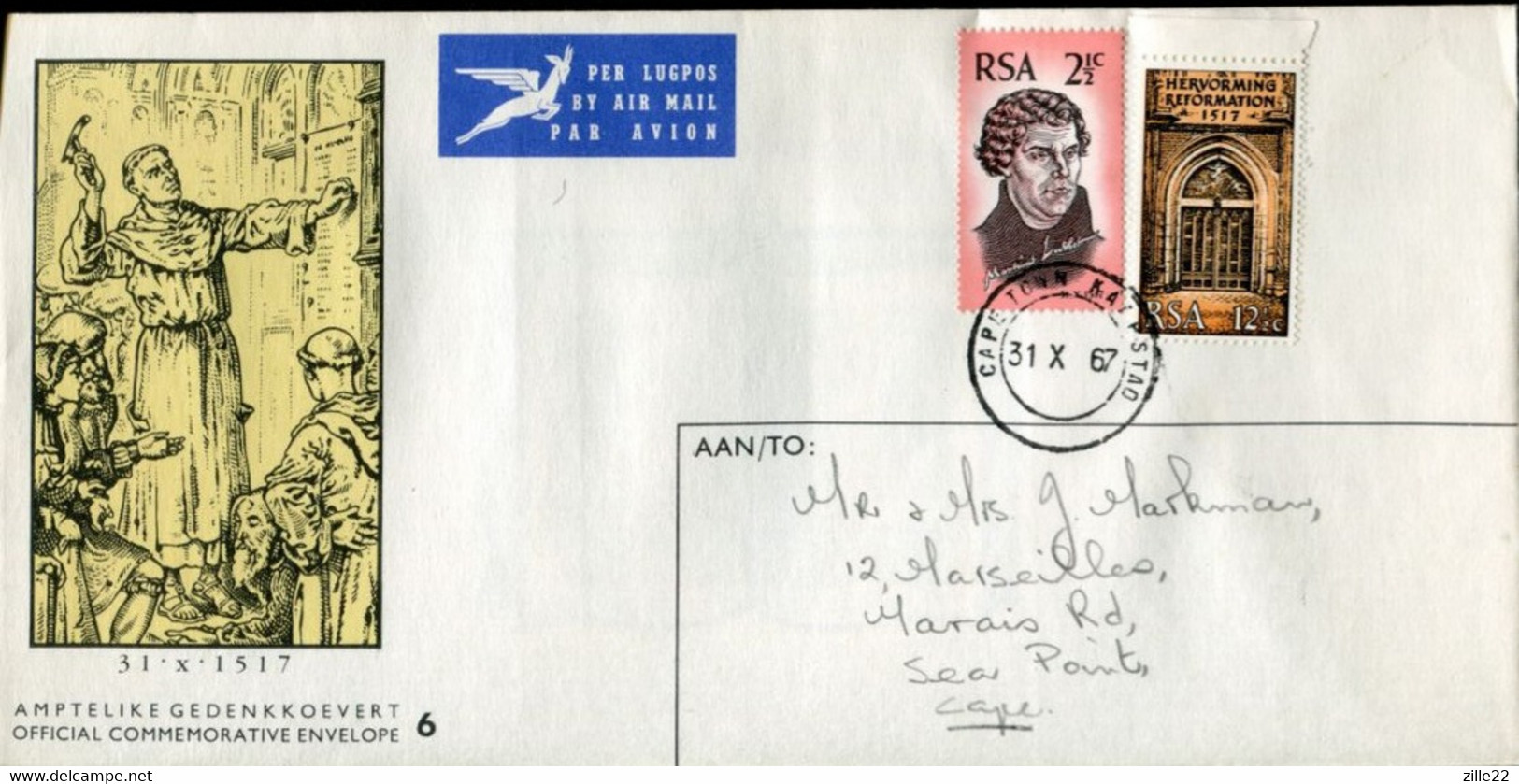 RSA - Republik Südafrika - Pharma FDC Addressed Or Special Cover Or Card - Mi# 359-6 - Martin Luther - 450th Reformation - Briefe U. Dokumente