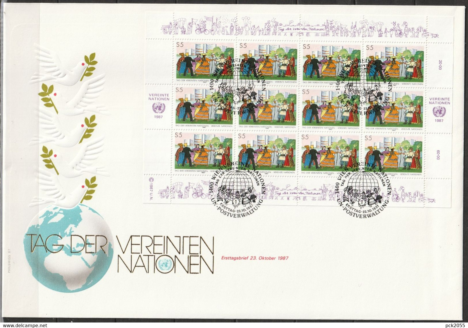 UNO Wien 1987 FDC Mi-Nr.75 - 76 Bogensatz Tag Der Vereinten Nationen ( Dg 327)  Günstige Versandkosten - FDC