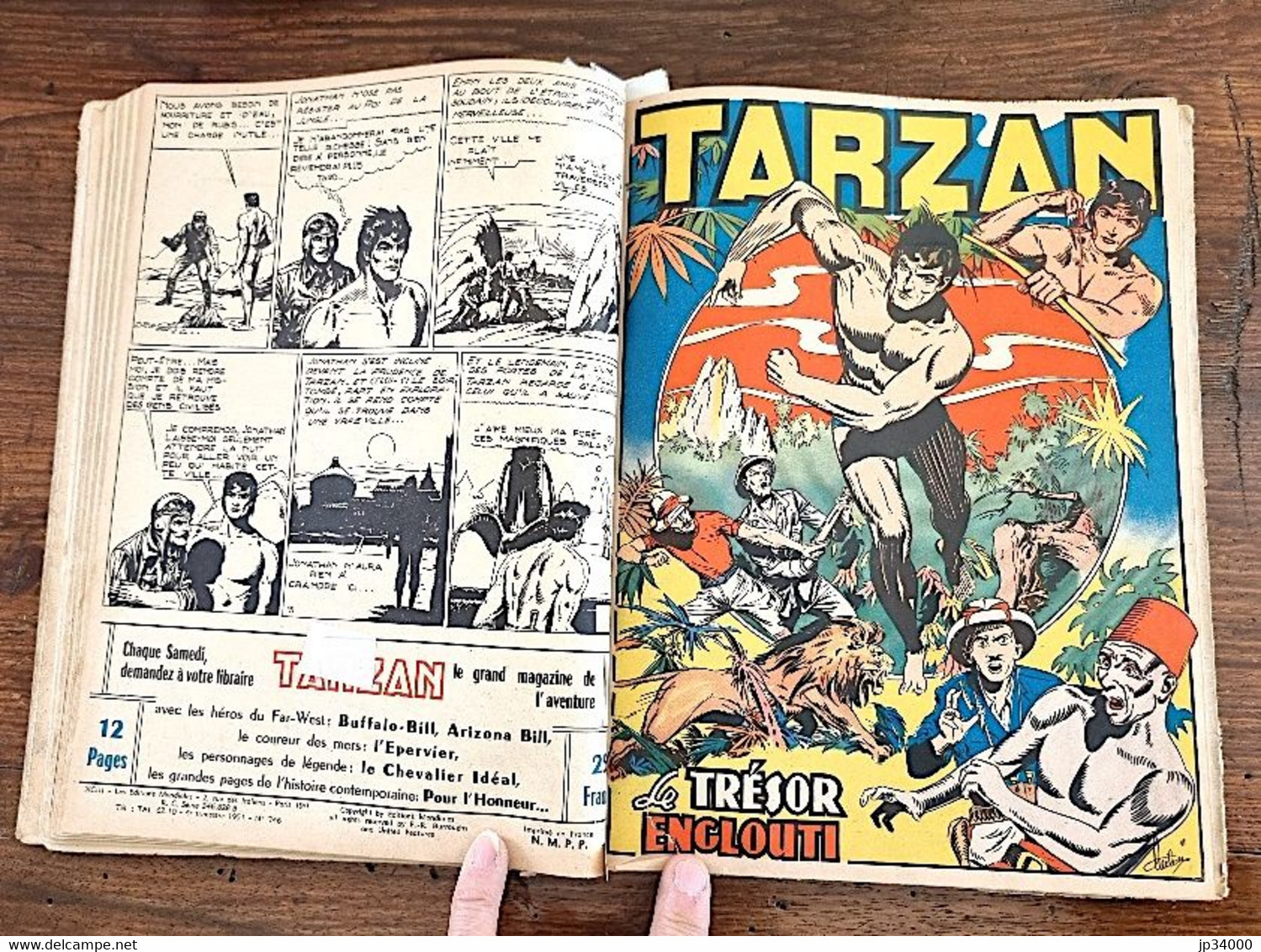 TARZAN Recueil n°9 contenant les n°89 à 98 (Collection s1  publiée en 1951 ) BE