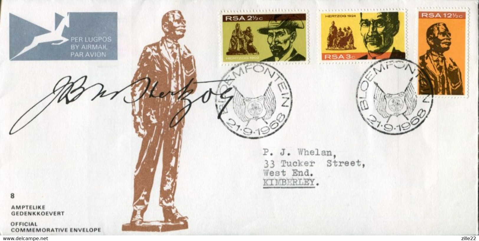 RSA - Republik Südafrika - FDC Addressed Or Special Cover Or Card - Mi# 375-7 - Civil War General Monument - Brieven En Documenten