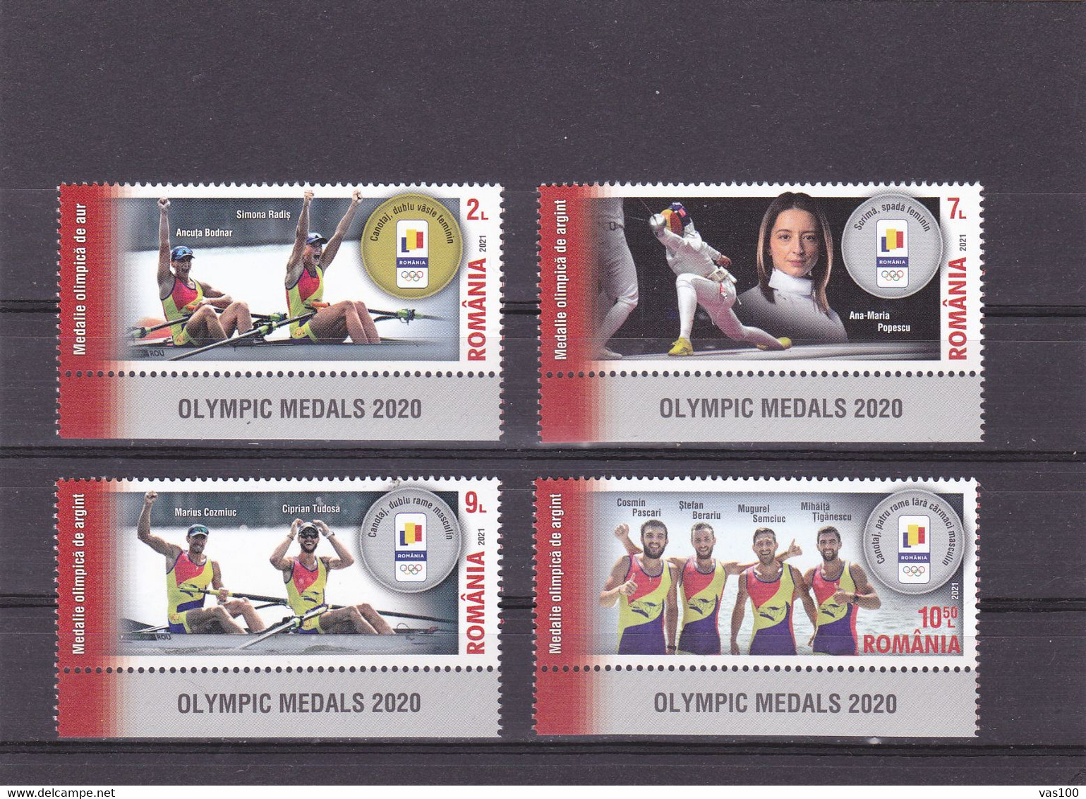 Romania Rumänien MNH ** Olympic Medals Tokio 2020 - 2021 Set With Tabs In English Langue! - Unused Stamps