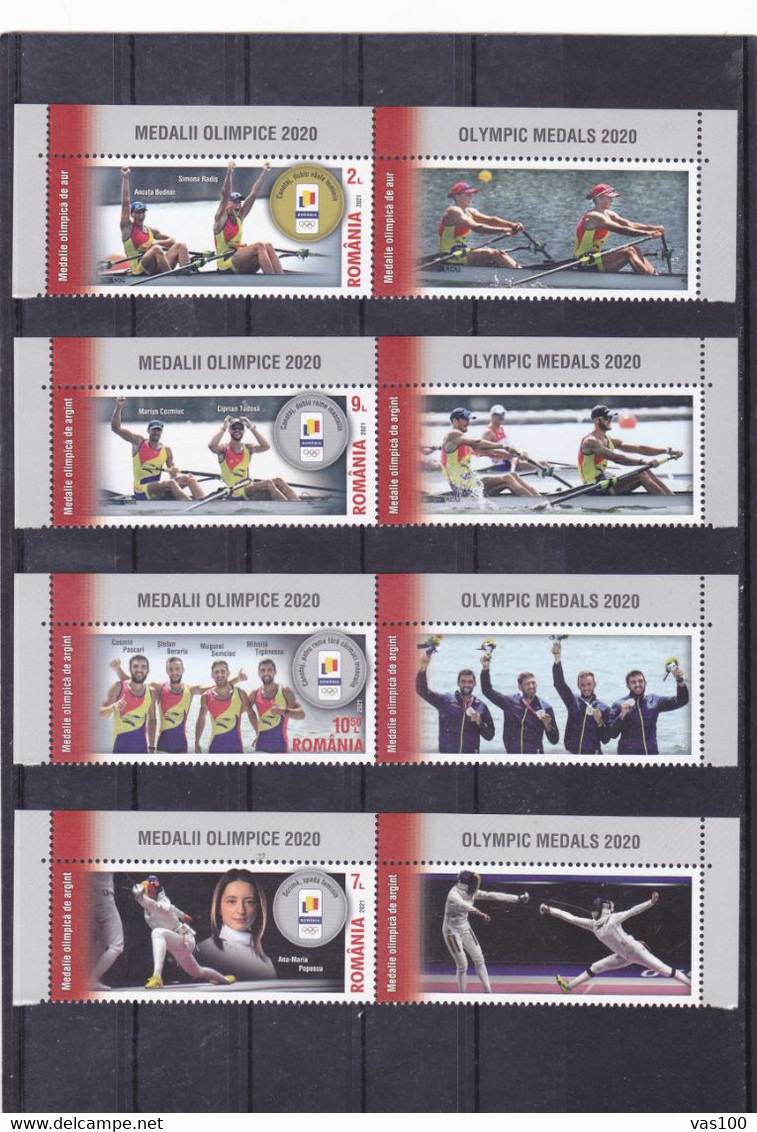 Romania Rumänien MNH ** Olympic Medals Tokio 2020 - 2021 Set With Labels! - Nuevos