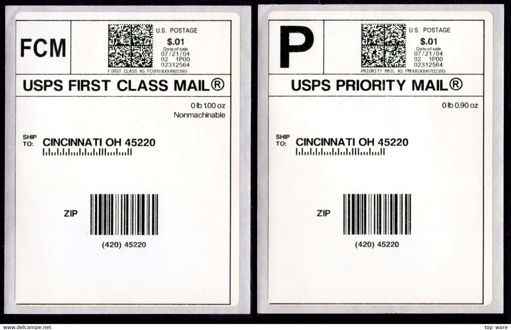 USA 2004 / 9x ORIGINAL APC ATM STAMPS / Scott # CVP54, A-d + CVP55a-d / LSA Distributeurs Automatenmarken CVP / SCARCE - Automaatzegels [ATM]