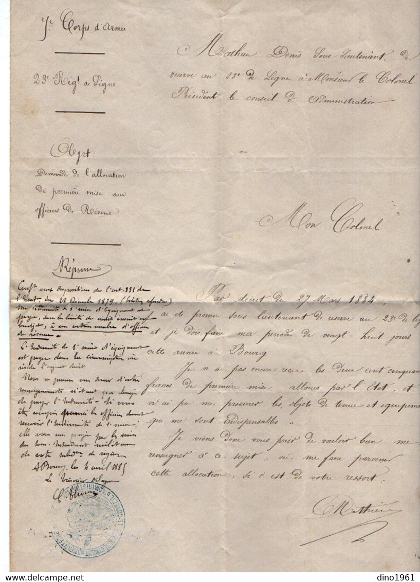 VP20.989 - Lot De Documents Concernant Le Soldat MATHIEU Du 23ème Rgt D'Infanterie à BOURG & DOMMARTIN LES REMIREMONT - Documents