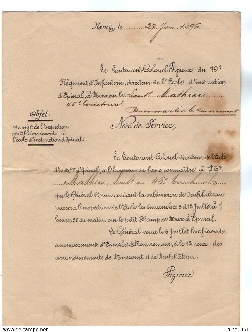 VP20.989 - Lot de Documents concernant le Soldat MATHIEU du 23ème Rgt d'Infanterie à BOURG & DOMMARTIN LES REMIREMONT